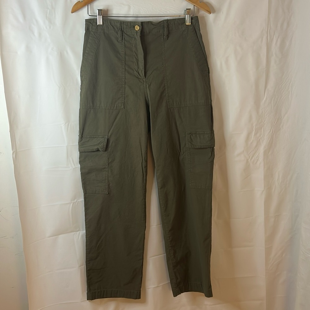 Nicole Miller cargo pants women size US6 lightweight high waisted army green
